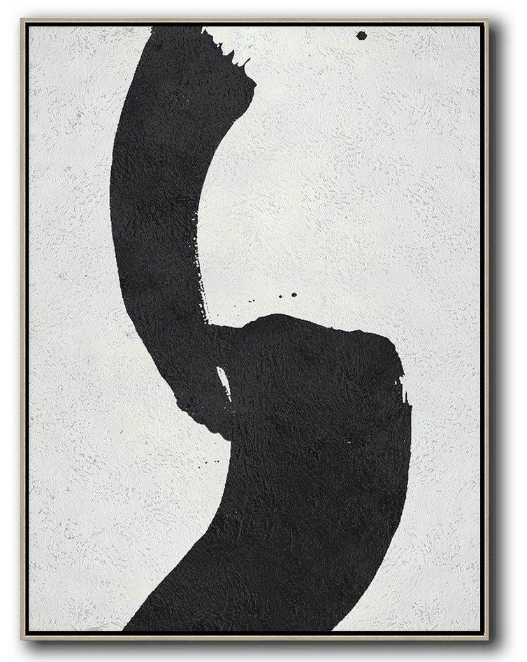 Colorful Wall Art,Black And White Minimal Painting On Canvas - Abstract Paintings On Sale